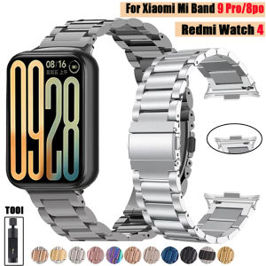 Stainless Steel Strap For Xiaomi MI Band 9 Pro 8 Pro Watch Bracelet Metal Band For Redmi Watch 4 5 Watchband Accessories Correa
