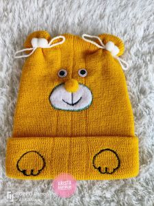 topi/kupluk bayi rajut tebal halus motif lucu