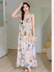 ชุดนอนผู้หญิงผ้าไหมคอตตอนฤดูร้อน ชุดนอนแขนกุด ชุดนอนยาว ชุดนอนผู้หญิงไซส์ใหญ่ ชุดนอนผ้าไหมคอตตอน ชุดนอนผู้หญิง