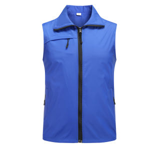 เสื้อกั๊กผ้าโพลีเอสเตอร์สีแดงพิมพ์โลโก้สำหรับกิจกรรมการบริการสาธารณะ เสื้อคลุมกันหนาวแบบสวมใส่สบายสำหรับกลุ่ม