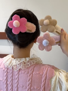 【VanHariacc】ตุ๊กตาหัวกระโดงขนฟูกใหญ่ กิ๊บทรายผมลายดอกไม้น่ารักสไตล์เกาหลี