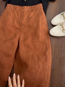 PAIBOLI | High Waist Loose Cotton Linen Summer New Womens Lazy Style Wide Leg Pants Orange Color Mountain Brand Casual Trousers