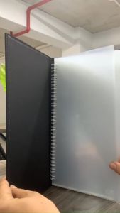 Bìa da menu A4 nhỡ 15x30cm ép chìm màu nâu loại 10 lá cho nhà hàng khách sạn