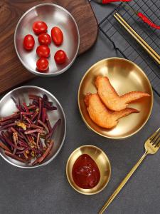 Bát Kim Chi Kiểu Hàn Quốc Inox 304 Bát Ăn Cơm Bát Đồ Ăn Nhẹ Bát Ăn Cơm Bát Ăn Cơm Đĩa Gia Vị Màu Vàng Kim Nước Tương