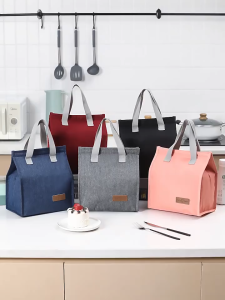 Fashion Portable Thermal Insulation Lunch Bag Lunch Box Storage Handbag Waterproof Canvas Lunch Bag