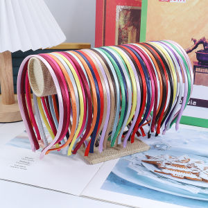 10pcs/lot Plain 4MM Satin Headband Girls Fabric Covered Metal Hairbands Colorful Headbands Kids Elastic Bands Hair Accessories