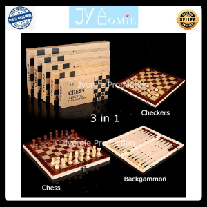 Chess Set Chess Board Set Checkers Backgammon Wooden Chess Set for Kid Chess Board Game Mainan Chess Mainan Minda Kanak