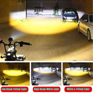 【สวิตช์ฟรี】พ็ค 2ชิ้น 100w ไฟโปรเจคเตอร์ ไฟหน้ารถยนต์ LED ไฟท้าย ไฟสปอร์ตไลท์มอเตอร์ไซค์ สว่างมาก 2 สเต็ป (เเสงสีขาว+แสงสีส้ม) 12V 24V LED