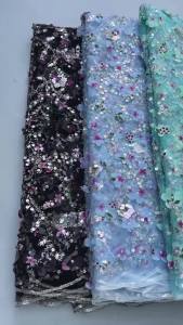 SJD LACE French Mesh Lace Fabrics African 3D Flowers 2025 Luxury Nigerian Tulle Net Lace for Sewing Women Evening Dresses 4545