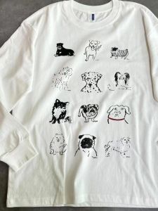 Áo Thun Cotton Dài Tay Dáng Rộng Phong Cách Đường Phố Nhật Bản Dành Cho Nam Và Nữ Mùa Xuân Thu Thời Trang Thoải Mái in Họa Tiết Thú Cưng