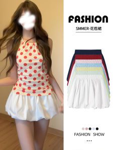 Váy Ngắn Chữ a Màu Trắng Cạp Cao Mùa Hè Mới Chống Ánh Sáng Cho Nữ Váy Xếp Ly Thoải Mái Cho Nữ Sinh Viên Đi Làm Hàng Ngày