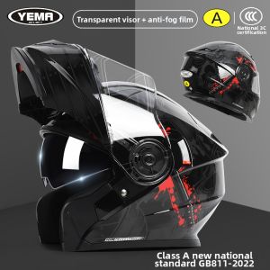 Yema | Anti-Fog Universal Helmet for Men and Women 4-Season Electric Bike Full Helmet with Dual Visor
