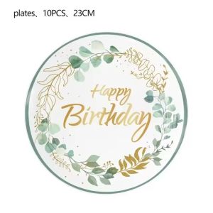 Disposable Paper Plate Cake Plate Eucalyptus Leaf Colored Picnic Camping Eco-Friendly Cutlery Popular Ins Dining Plate Set