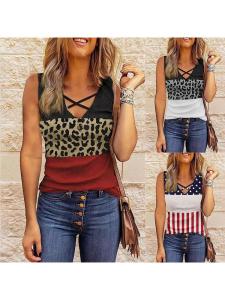 Áo Thun Cổ Chữ V in Họa Tiết Da Báo Mùa Hè Mới 2024 Cho Nữ Áo Thun Cotton 100% Chất Lượng Cao Áo Thun Thường Ngày