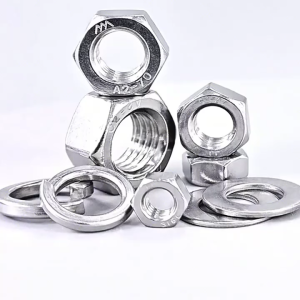 Đai ốc (Ê cu) bằng inox 304 có kèm long đen phẳng và kênh M6-M8-M10-M12 tùy chọn (bộ 5-10 cái)