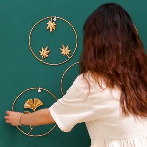 Wall Decor Hiasan Dinding Frame Metal Gold / EMAS Daun Leaf Ginko Scandinavian/ WALL Decor Nordic /Ornaments / Pajangan Besi / Tropical/ Pajangan Dinding