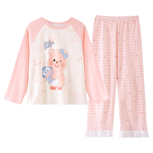 MiiOW | Catwoman Childrens Summer Long Sleeve Thin Home Clothes Cute Girl Small Childrens Clothing Cotton 100% Comfortable Homewear