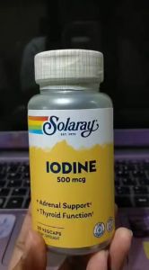 Solaray Iodine from Potassium Iodide 500mcg 30 Veg Capsules Food Supplements and Vitamins for Thyroid Health Cognitive