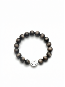 Smiling Face Natural Hematite S925 Silver Couple Bracelet