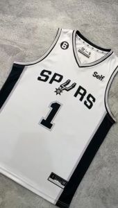 Jersey Basket Victor Wembanyama San Antonio Spurs #1 PUTIH - Swingman Bola Basket Baju Kaos T-Shirt Tshirt Atasan Costum Kostum