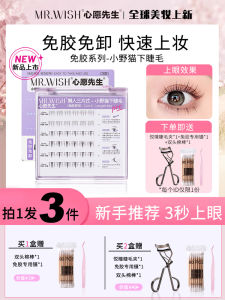 Natural Looking Cat Eyelashes Mr.Wish Glue Free Easy to Use Downward Curling Fake Eyelashes for Lazy People Three Step Process