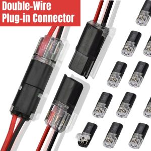 2-50pcs Double-Wire Plug-in Connector Waterproof Electrical Connector with Locking Buckle 2 Pin 2 Way Universal Compact Wire
