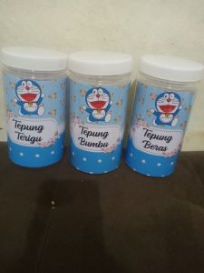 toples bumbu/kue motif doraemon ukuran 1000ml(harga buat 3pcs)