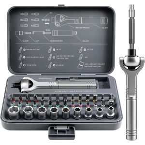 OIMG | 40 in 1 Magnetic Ratchet Screwdriver Set with 270° Ball Joint Handle Precision Repair Tool Set Suitable for Bicycles Furniture