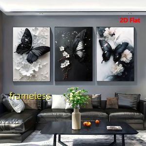3 black butterfly and floral designs perfect for wall decoration in various spaces such as living rooms bedrooms offices kit