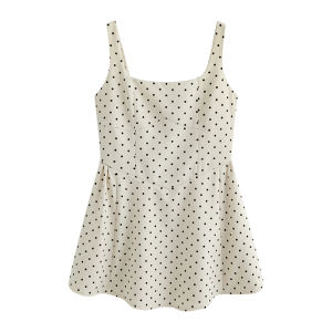 JULULOOK | Đầm Cinched eo Chấm bi Cổ vuông Phù hợp mọi dáng người