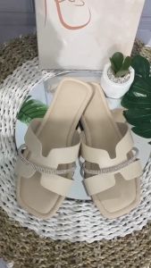 Sendal Wanita Teplek Ello Kekinian Sandal Flat Kulit Sintetis Double Foam Lembut Non Slip Elegant