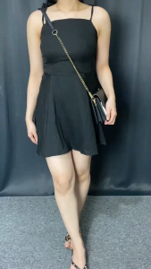 Mini Dress Tali Pundak Gaun Seksi Tali Spaghetti A Line Ruffle Babydoll Elegant Baju OOTD Pakaian Wanita Dewasa Korean Style Terbaru