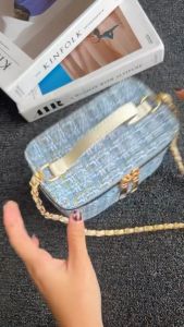 SLAVINA - Tas Selempang Wanita Mini Kanvas | Tas Selempang Wanita Korea Lucu | Tas Mini Import Simple Mewah | Tas Wanita MIni Rantai | Tas Selempang Wanita OOTD