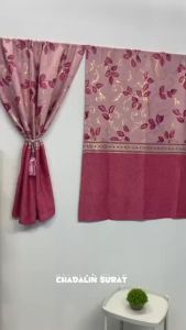 ผ้าม่านหน้าต่างสอดลวดลายเฟื้องฟ้า(ผ้าหนา)ชายแบบผ้าไม่ติดตุ้งติ้งแบบเรียบเรียบ(ราคาต่อ 1 ผืน)