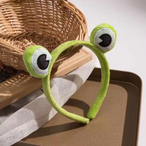Funny Cartoon Green Blue Frog Eyes Animal Ears Makeup Wide Elastic Headbands for Women Cute Girls Hair Bands Casual Accessories