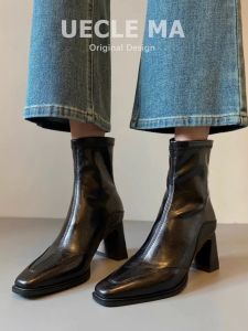 MASHUJIA | Leather Attractive Womens Ankle Boots