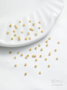 ลูกปัดแบนสี่เหลี่ยมทองชุบทอง 14K ทำมือ DIY สร้อยข้อมือ สร้อยคอ เครื่องประดับ อุปกรณ์ ลูกปัดสี่เหลี่ยมเล็ก สีสันสดใส ทนทานต่อการเปลี่ยนแปลงของสี