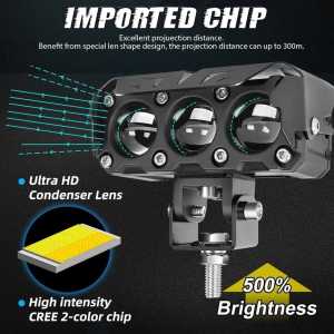 Lampu tembak FOG LAMP SQL 3 MATA + kipas pendigin alumunium  nyala 2 warna putih/kuning