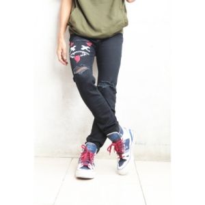 celana sobek jeans pria darkness devil