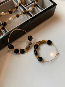 CAFFTI | New Year Beaded Tiger Eye Malade Style Face slimming Luxury Earrings