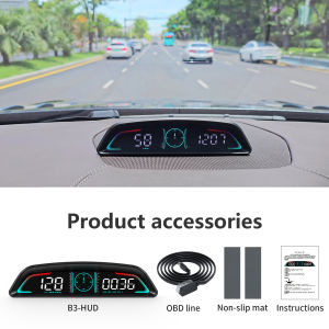 RYSJM | New B3 Car HUD OBD2 Head Up Display Multifunctional Speedometer RPM Water Temp Fuel Consumption Voltage Gauge Overspeed Alarm