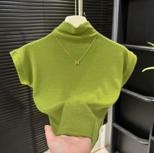 Graceful and Fashionable Half Turtleneck Flying Sleeve T-Shirt Womens Autumn New Arrival Silm Slim Looking Inner Bottoming Shirt Stand Collar Tops