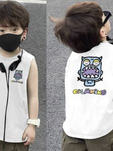 Áo Vest Cotton Nguyên Chất Cho Bé Trai Mùa Hè Mới Về Thời Trang Trẻ Em Trung Niên Và Lớn Màu Trắng Thời Trang Trẻ Em