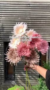 Bunga Krisan Jumbo Tangkai Panjang Artificial 3 Cabang/Bunga Krisan Dekorasi Pelaminan Hias NK-246
