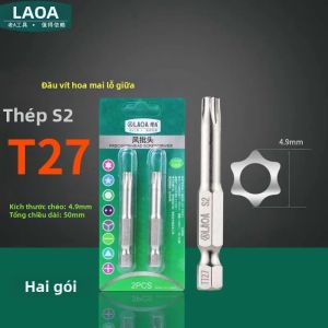 LAOA | LAOA 2 CÁI S2 Bộ Mũi Khoan Khí Nén Từ Tính Bộ Mũi Khoan Hình Lục Giác Hình Hoa Mận Cho Máy Khoan Điện Thiết Kế Lỗ Giữa Gia Công Kim Loại