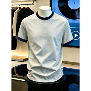 American Retro Contrast Small Collar Male T-Shirt