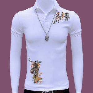 Áo Thun Polo Nam Tay Ngắn Cổ Bẻ Thêu Thường Ngày Mùa Hè 2024 Áo Thun Tay Lửng Kín Cổ Điển Thời Trang Thương Mại