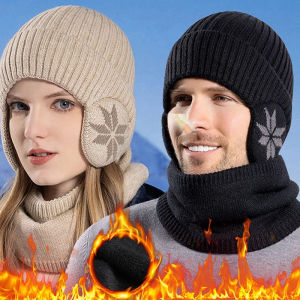 Winter Earmuff Cap Men Warm Thickened Knitting Wool Beanie Cold Outdoor Sports Windproof Thermal Ear Protection Hat Caps