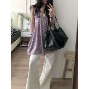 Homecore | Summer Vacation Purple Floral Spaghetti Strap Beach Dress