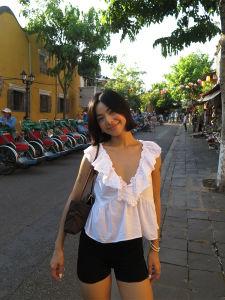 เสื้อเชิ้ตแขนกุดคอวีสไตล์ฝรั่งเศส ผ้าโพลีเอสเตอร์ ทรงหลวม แขนบาน หวาน เสื้อผ้าทำงาน ฤดูใบไม้ผลิ ฤดูร้อน ฤดูใบไม้ร่วง ฤดูหนาว